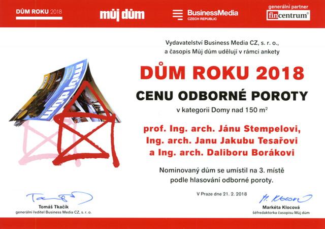 Ocenění Cena poroty v soutěži Dům roku 2018